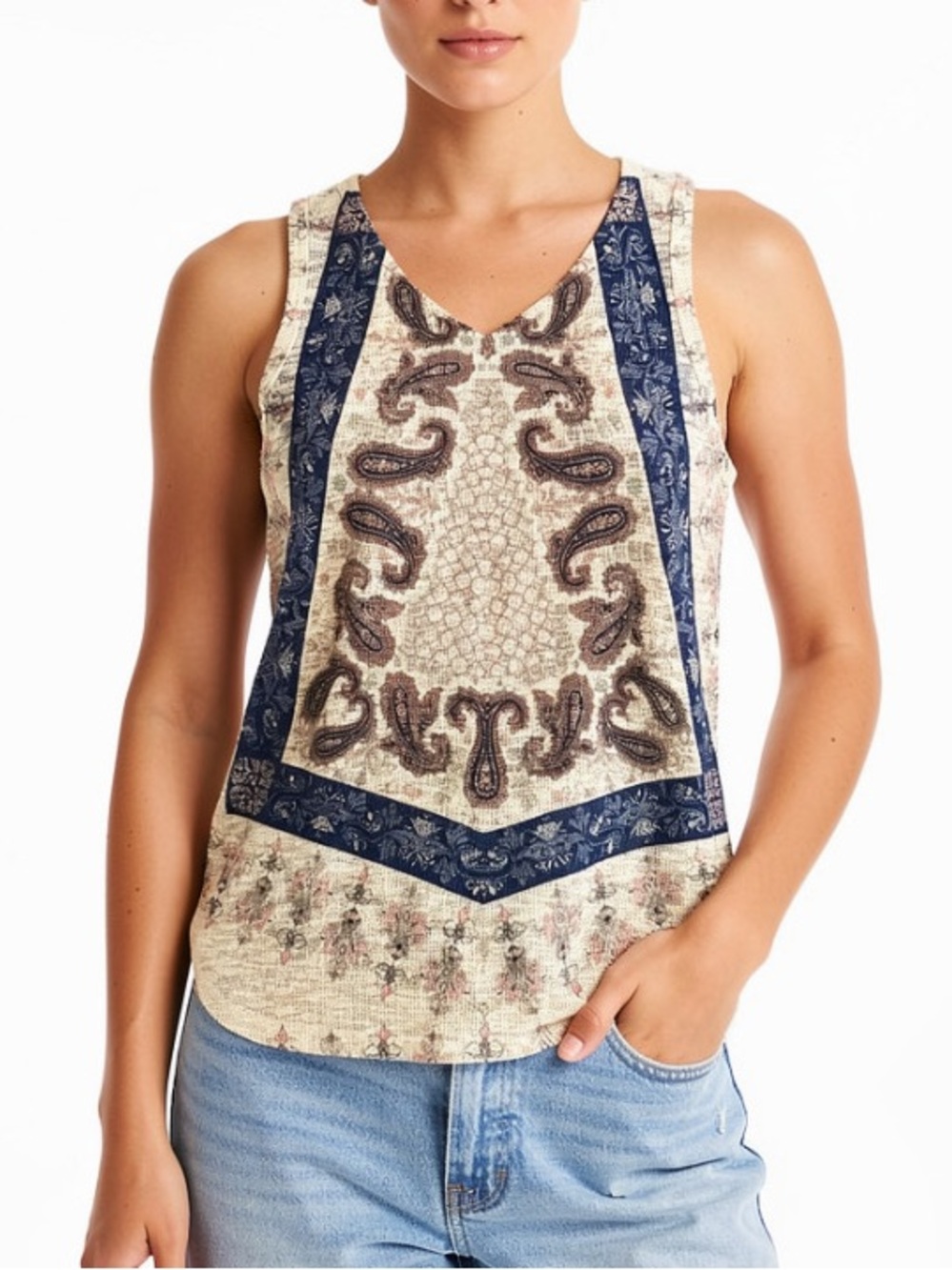 Paisley Print Racerback Tank Top